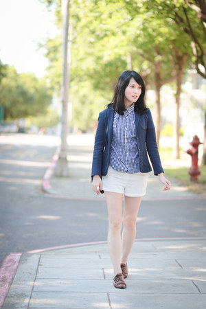 navy Zara blazer - blue H&M shirt - white Mango shorts