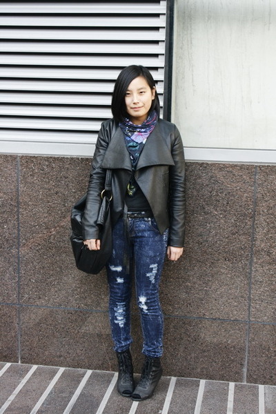 leather jacket - dark gray