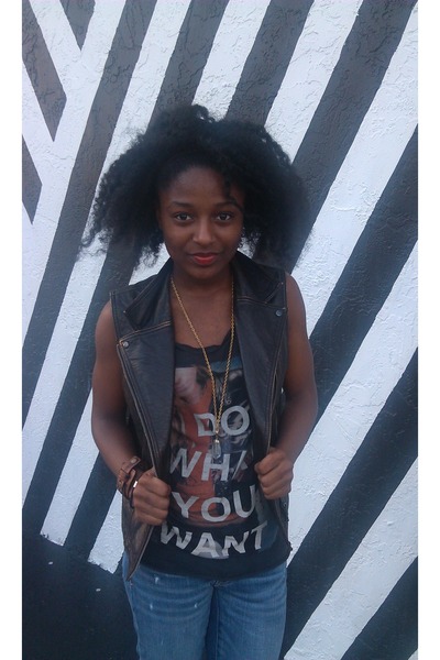 black Zara shirt - Urban Outfitters vest