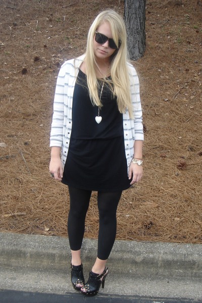 banana republic cardigan - black borrowed dress - black Express tights - black C