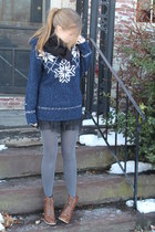 Black Sweater Dress on Brown Forever 21 Boots   Navy Thrift Sweater   Black Forever 21 Skirt