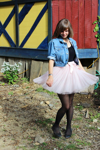 light pink tutu Forever 21 skirt - light blue thrifted denim Gap jacket